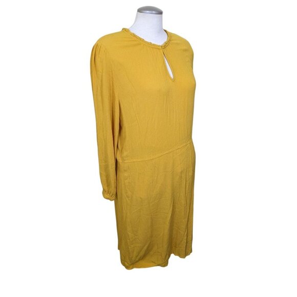 Old Navy Ruffle Trim Dress Womens L Sunflower Gold Yellow Elastic Waist Lined - Picture 3 of 8